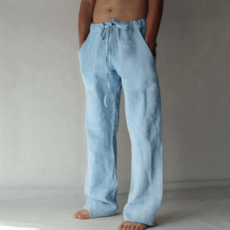 Pantalones Casuales De Pierna Recta Para Hombre | Cordón