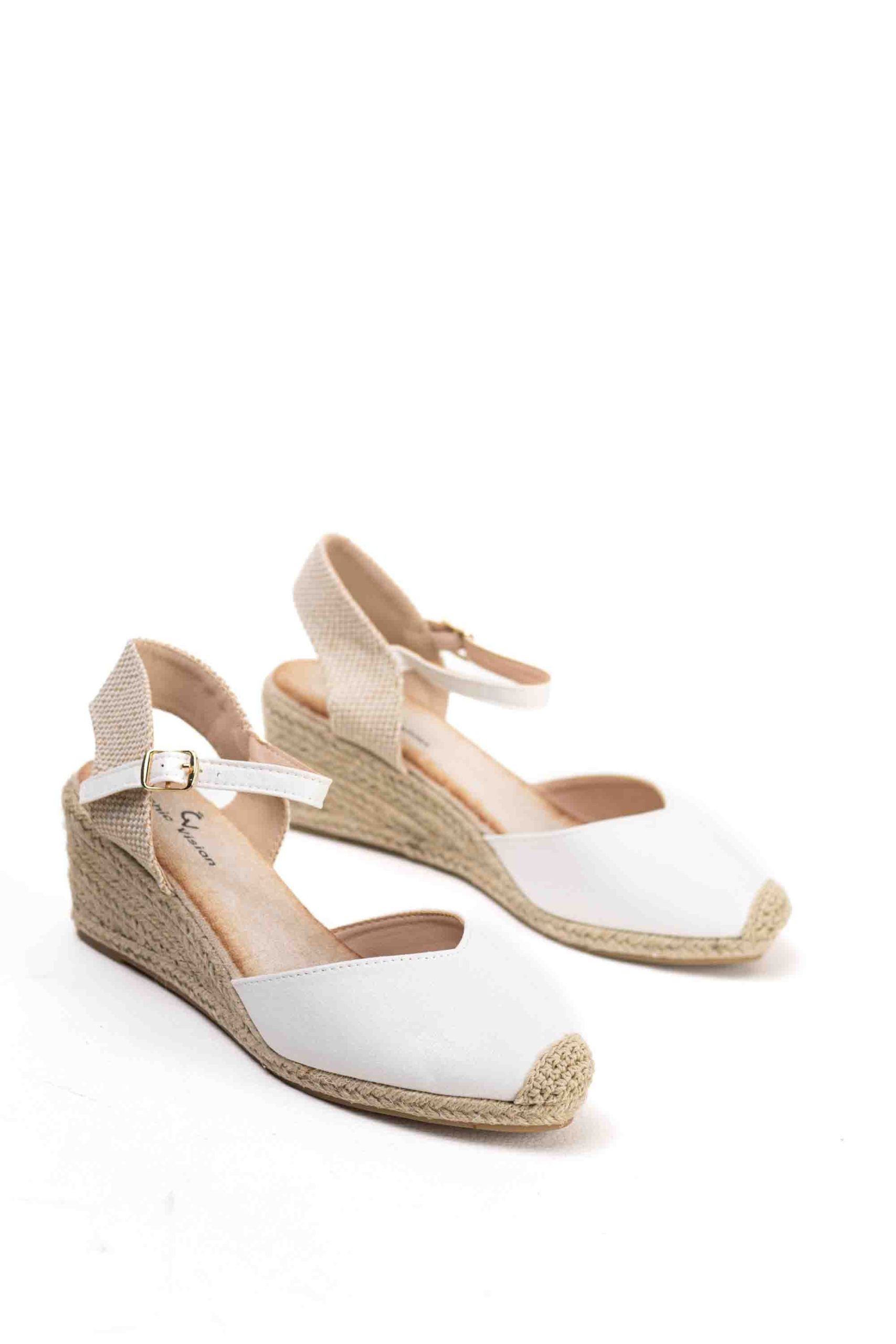 Cuñas de Esparto Elegantes en Negro y Beige con Hebilla - Imagen 8