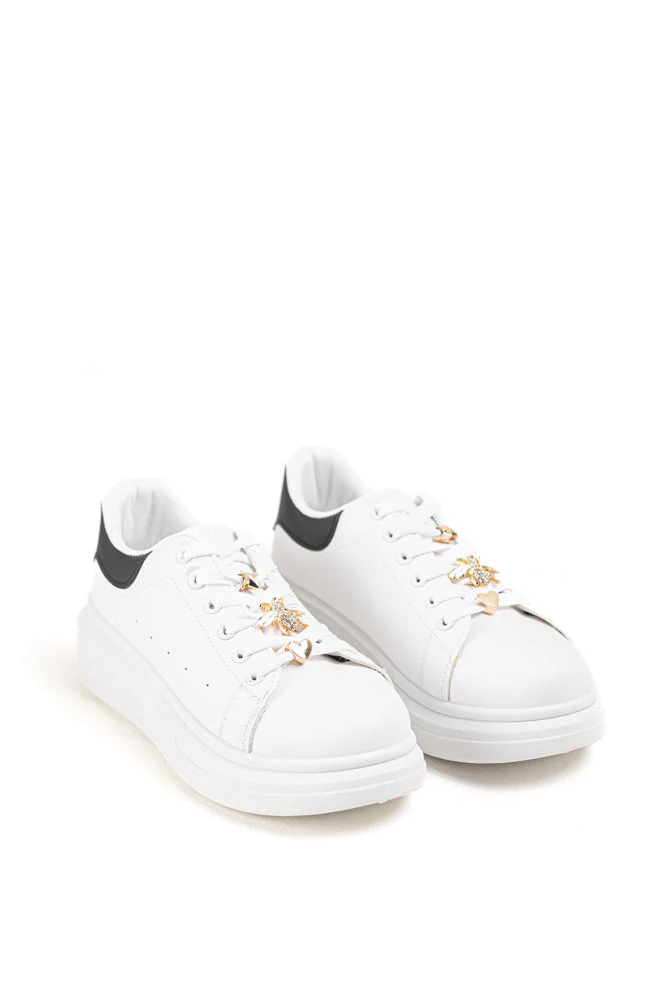 Zapatillas blancas para mujer con detalles dorados,elegancia casual para el día a día - Imagen 4