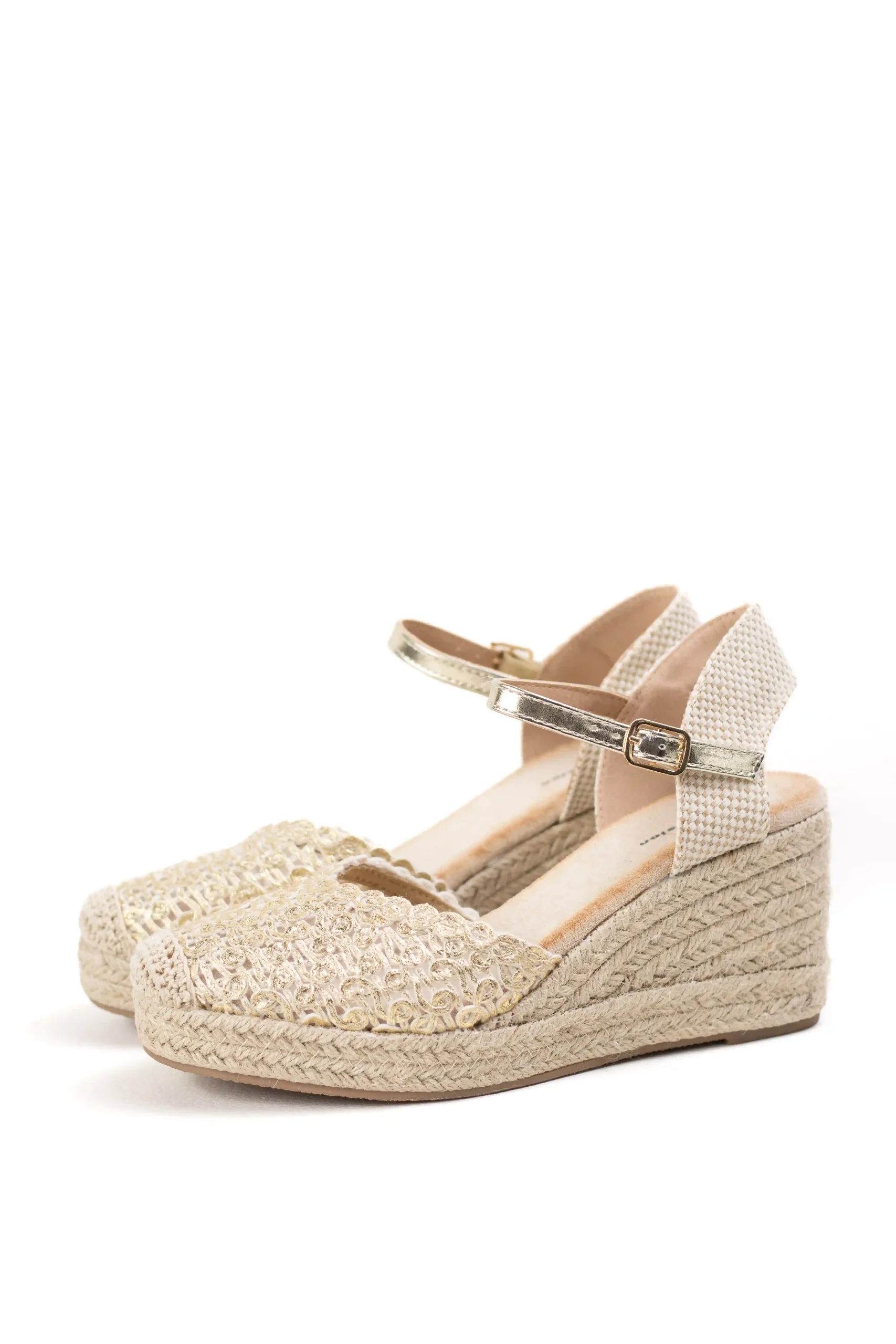 Alpargatas de cuña alta de espartos con plataforma diseño crochet | Sandalias elegantes para verano Alpargatas