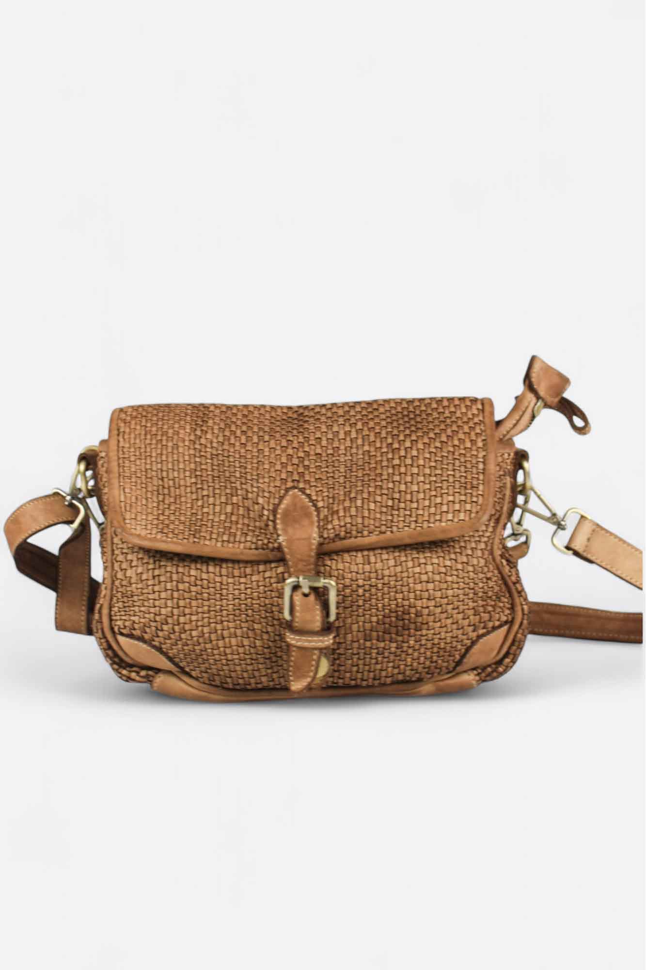 Bolso Bandolera Piel Trenzada Criss – Camel