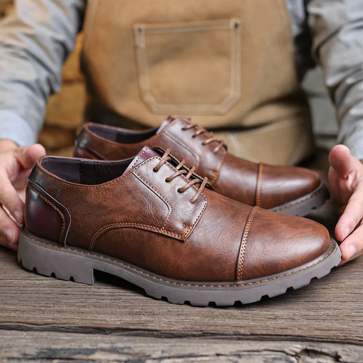 Zapatos Formales Vintage Con Cordones Para Hombre | Puntera Redonda - Imagen 2