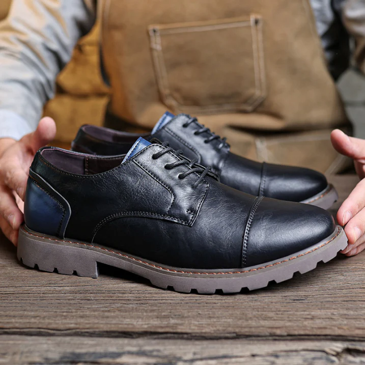 Zapatos Formales Vintage Con Cordones Para Hombre | Puntera Redonda
