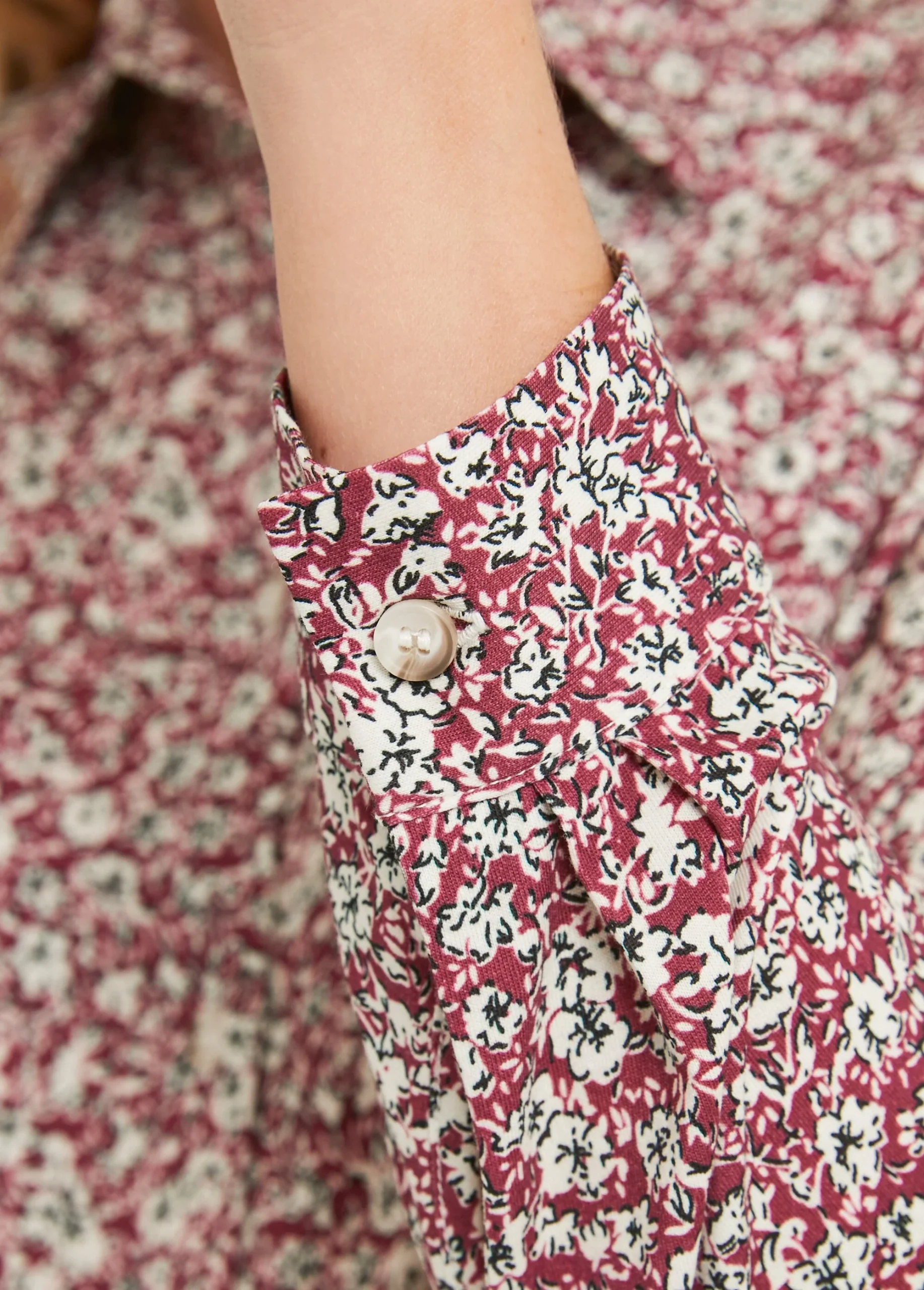 Blusa recta de algodón con botones - Imagen 5