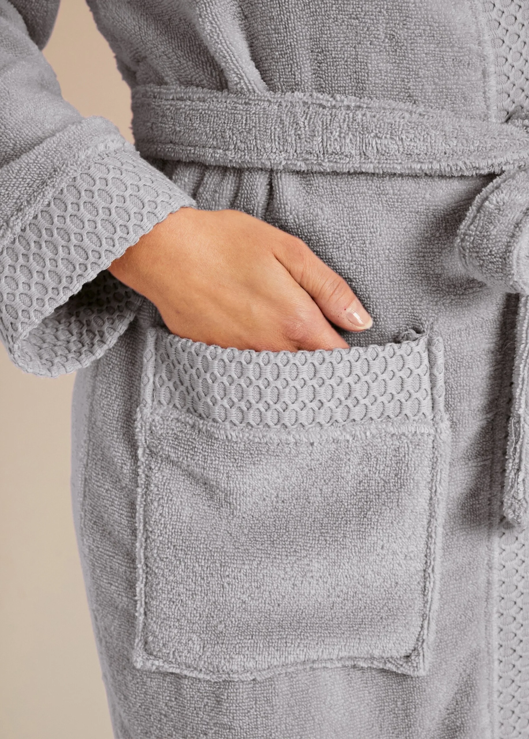 Albornoz de rizo de puro algodón con forma de kimono - Imagen 4