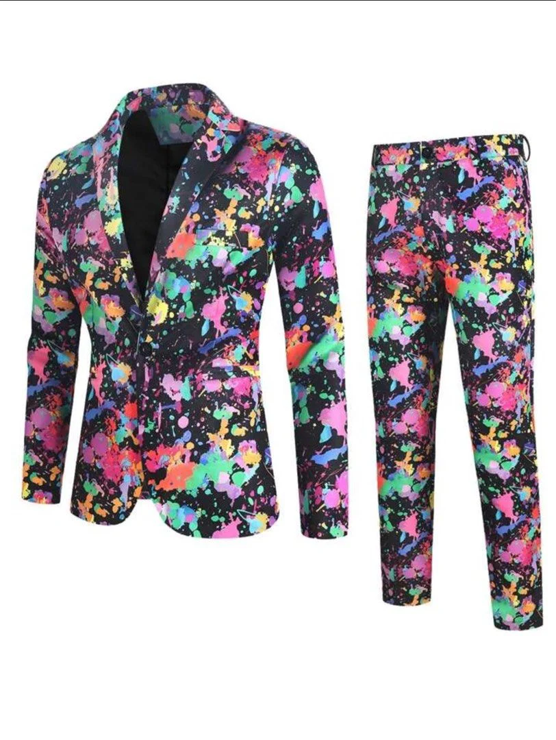 Traje De Dos Piezas Estampado Para Invitados De Boda Para Hombre | Cómodo