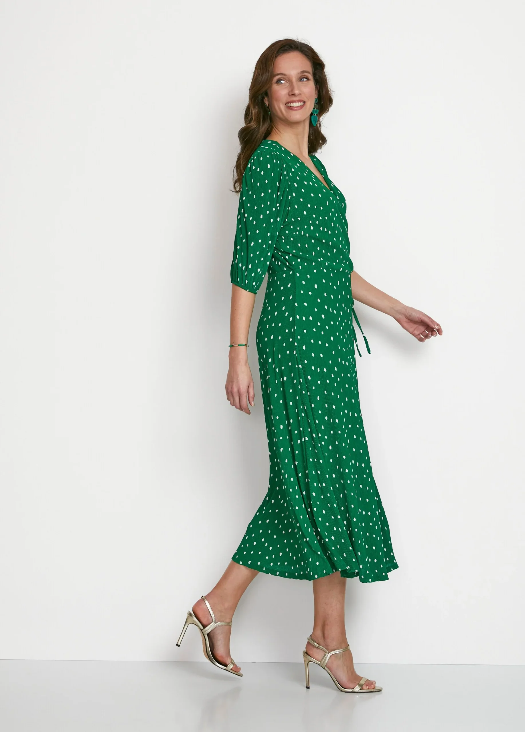 Vestido midi cruzado de lunares - Imagen 3
