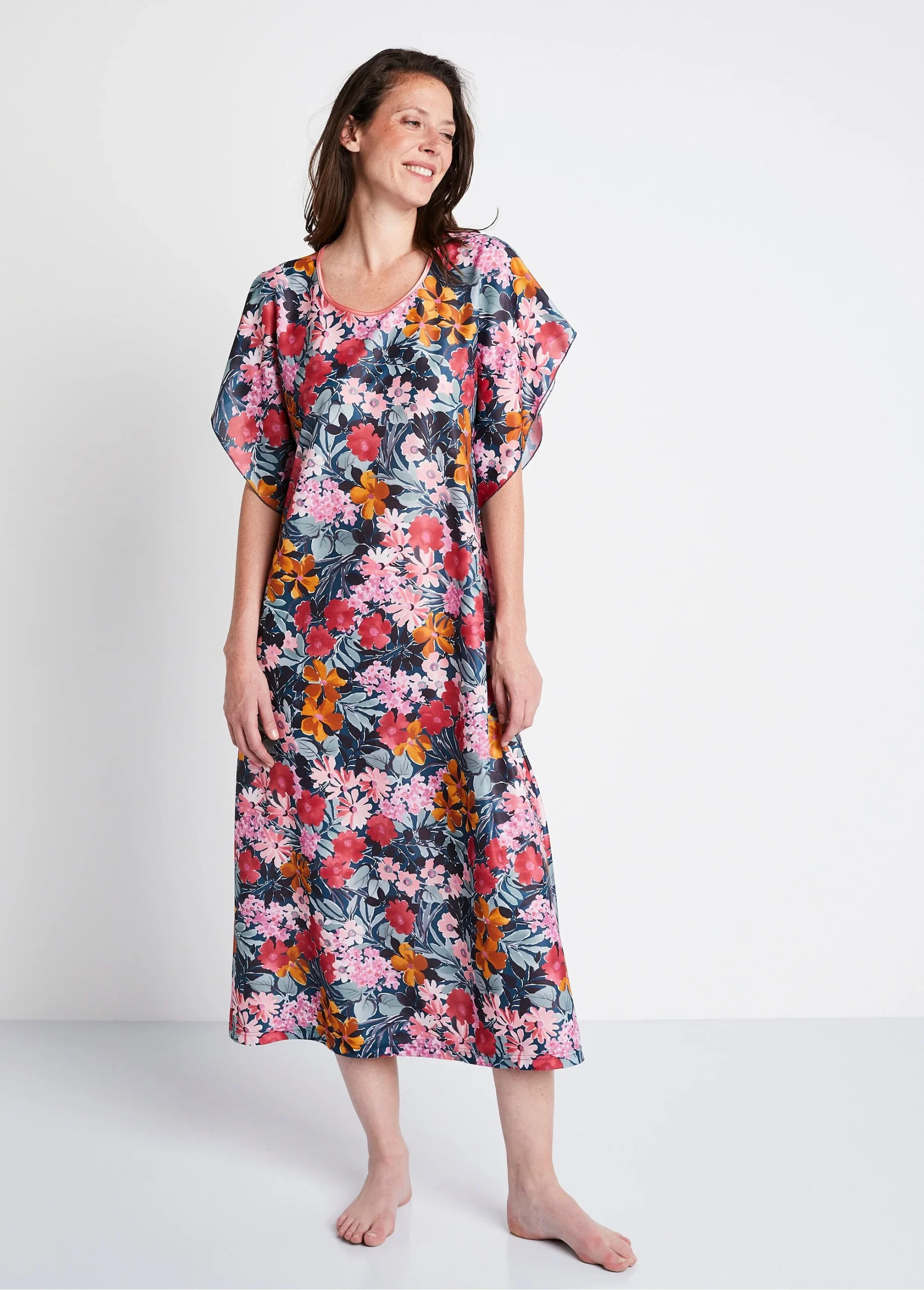 Vestido de azafata punto raso estampado