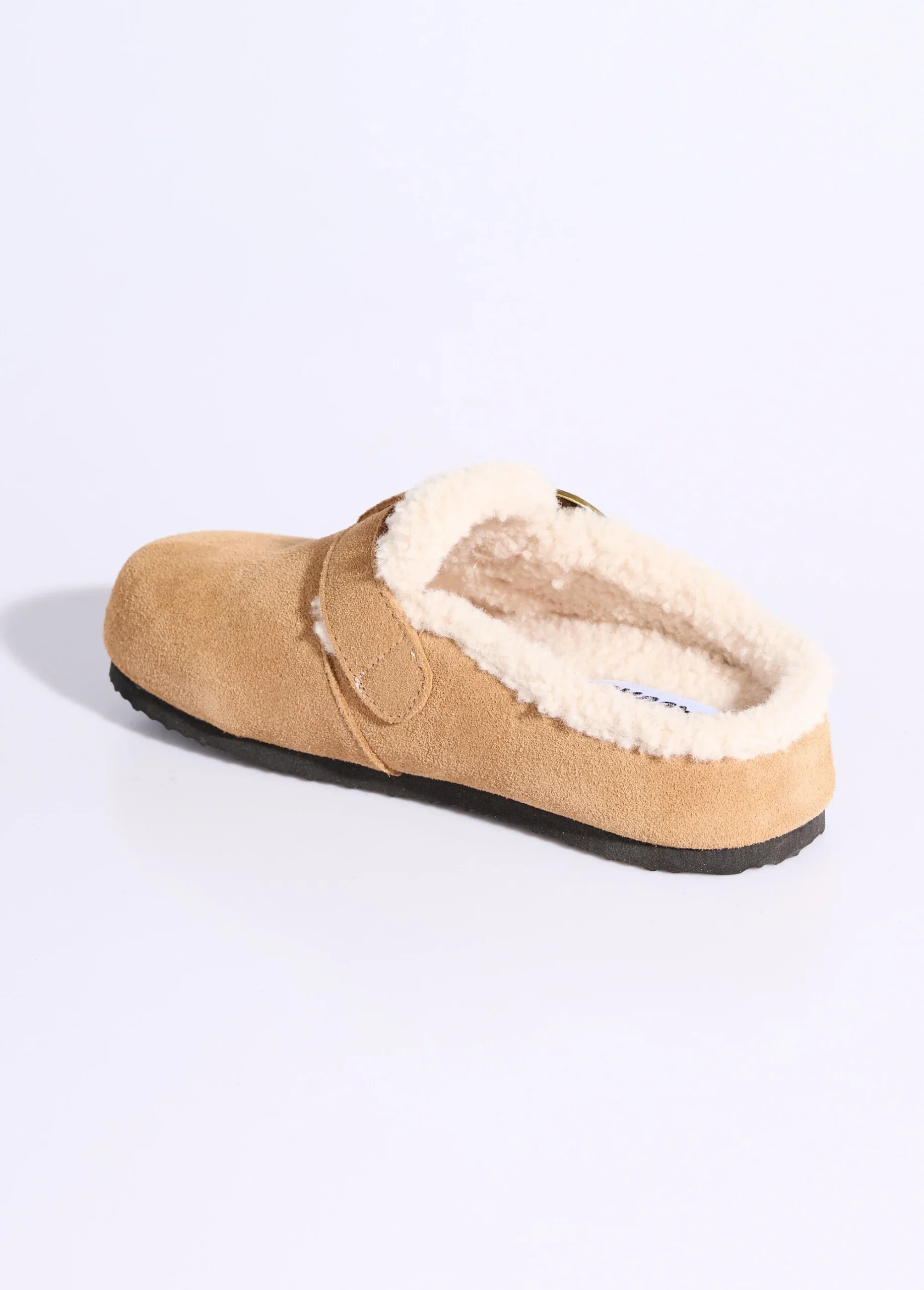 Zuecos de piel de ante con interior de pelo - Imagen 2