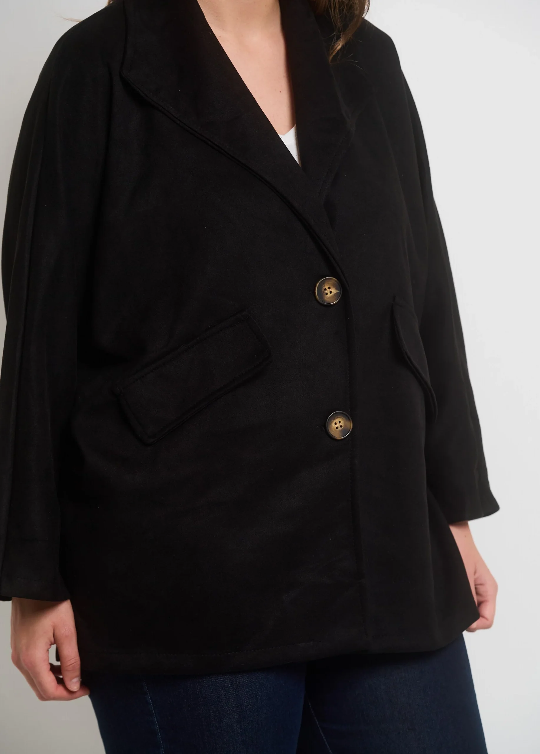 Chaqueta larga con cuello de ante - Imagen 4